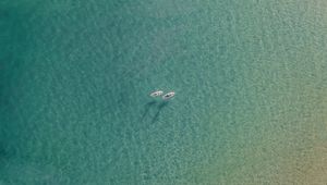 Превью обои море, лодки, вид сверху, вода, прозрачный