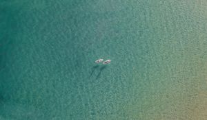 Превью обои море, лодки, вид сверху, вода, прозрачный