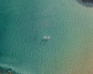 Превью обои море, лодки, вид сверху, вода, прозрачный