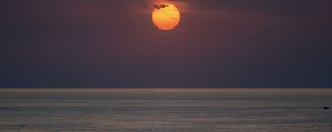 Превью обои море, луна, горизонт, ночь