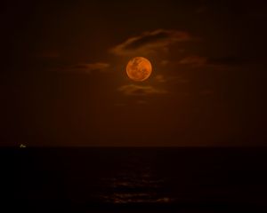 Превью обои море, луна, ночь, темный, темнота
