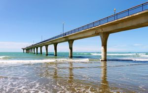 Превью обои море, мост, конструкция, вода, волны