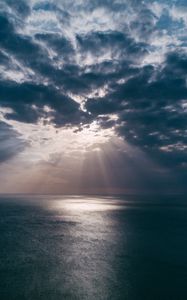 Превью обои море, небо, облака, свет, горизонт