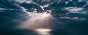 Превью обои море, небо, облака, свет, горизонт