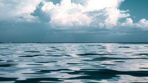 Превью обои море, небо, облака, волны, горизонт