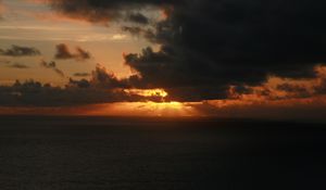 Превью обои море, облака, горизонт, закат, темный