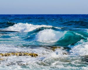 Превью обои море, океан, прибой, камни, пена