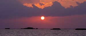Превью обои море, океан, солнце, закат, темный