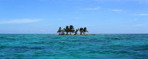 Превью обои море, остров, пальмы, пейзаж