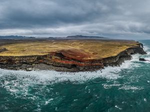 Превью обои море, остров, скалы, пещера, пейзаж