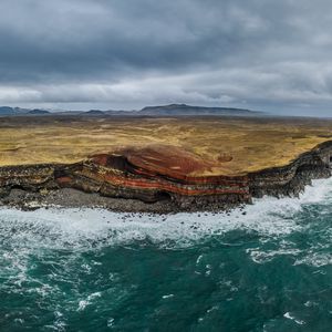 Превью обои море, остров, скалы, пещера, пейзаж