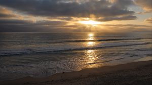 Превью обои море, пейзаж, природа, закат, волны