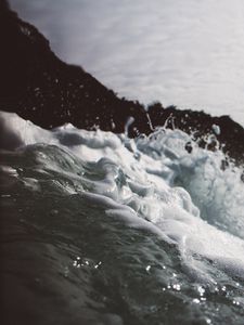 Превью обои море, пена, брызги, крупным планом