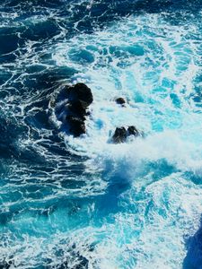 Превью обои море, пена, камни, природа