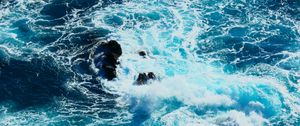Превью обои море, пена, камни, природа