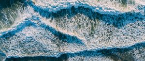 Превью обои море, пена, волны, природа, вид сверху