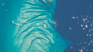 Превью обои море, песок, рельеф, облака, вид сверху