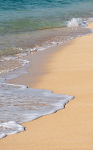 Превью обои море, песок, волны, пена, пейзаж