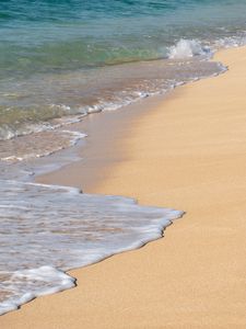 Превью обои море, песок, волны, пена, пейзаж