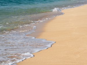 Превью обои море, песок, волны, пена, пейзаж