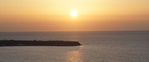 Превью обои море, пирс, горизонт, лодки, закат