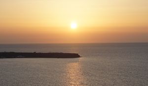 Превью обои море, пирс, горизонт, лодки, закат