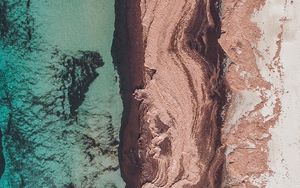 Превью обои море, пляж, рельеф, вид сверху