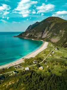 Превью обои море, пляж, вид сверху, берег