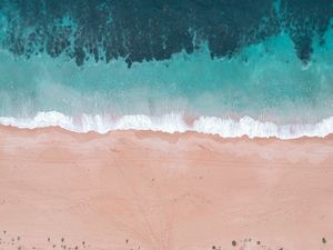Превью обои море, пляж, вид сверху, берег, вода, песок