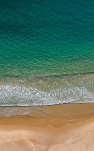 Превью обои море, пляж, вид сверху, волна, прибой, вода