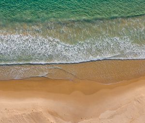 Превью обои море, пляж, вид сверху, волна, прибой, вода