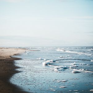 Превью обои море, пляж, волны, вода, песок