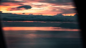 Превью обои море, пляж, закат, темный