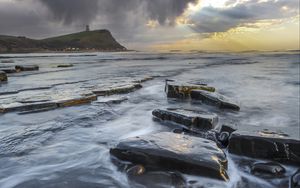 Превью обои море, побережье, камни, вода