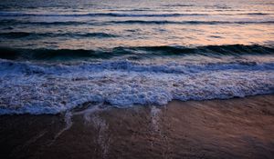 Превью обои море, побережье, песок, волны, вода