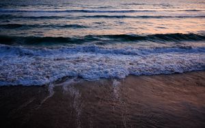 Превью обои море, побережье, песок, волны, вода
