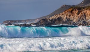 Превью обои море, прибой, брызги, скалы