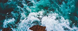 Превью обои море, прибой, пена, скалы