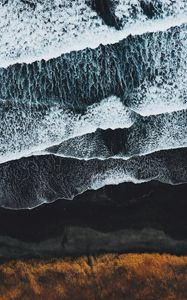 Превью обои море, прибой, вид сверху, берег, пена
