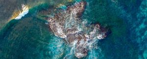 Превью обои море, риф, вид сверху, волны, вода