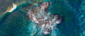 Превью обои море, риф, вид сверху, волны, вода