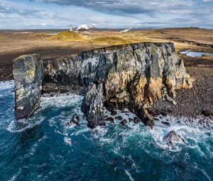 Превью обои море, скала, камни, маяк, природа