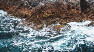 Превью обои море, скала, вода, волны, камни