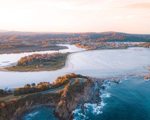 Превью обои море, скалы, вид сверху, побережье, пейзаж