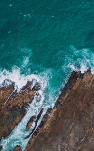 Превью обои море, скалы, вид сверху, берег, вода