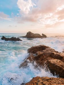 Превью обои море, скалы, волны, вода, побережье