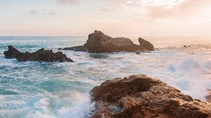 Превью обои море, скалы, волны, вода, побережье