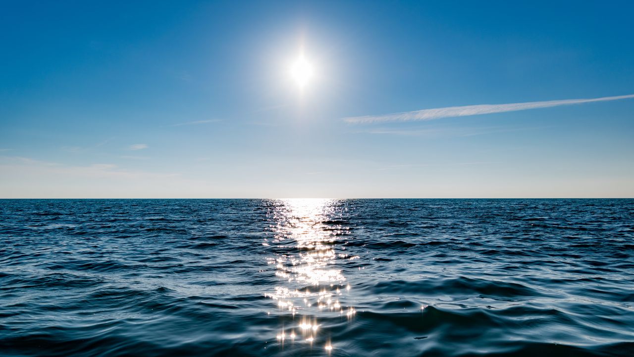 Обои море, солнечный свет, горизонт, блеск