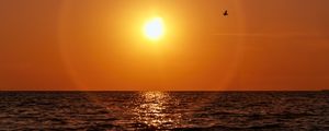Превью обои море, солнце, небо, оранжевый, природа