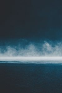 Превью обои море, туман, горизонт, небо, облака, пасмурно